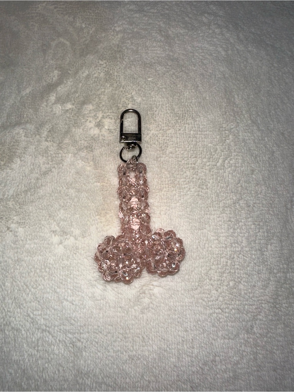 Pink Beaded Crystal Key & Card Holder Charm